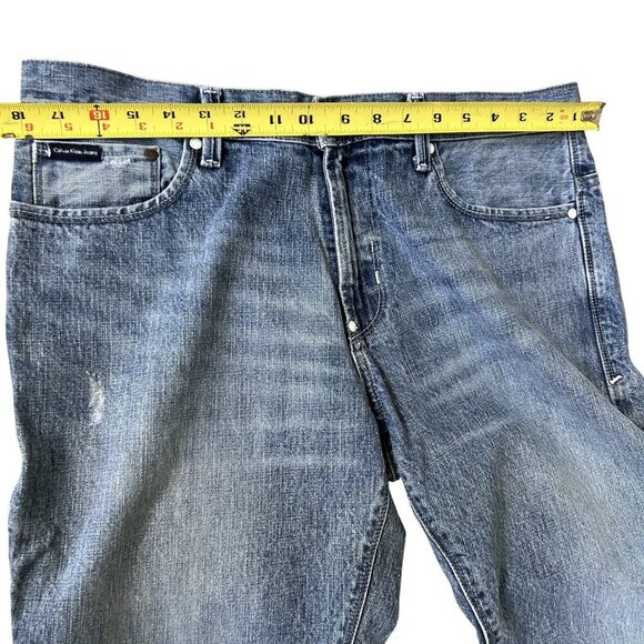 Calvin Klein Jeans Mens 34x34 Rocker Straight Leg Denim Moto Edgy Biker Timeless - Picture 10 of 15